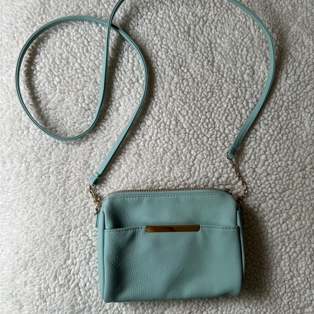 Safe Keeper Teal Gold Purse Crossbody with Mini Wallet and ID case